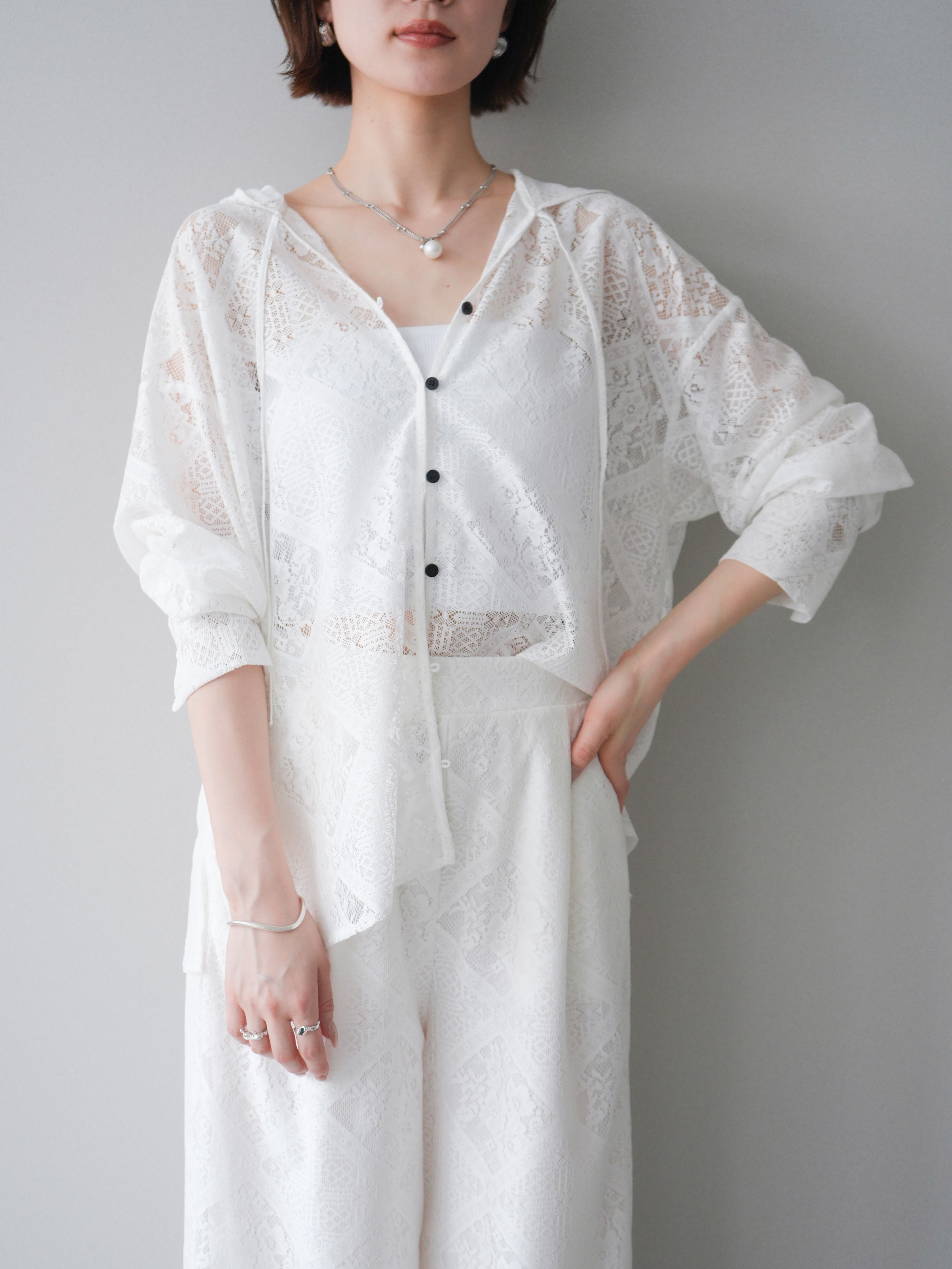 deres デレス　sheer high neck dual blouse deres デレスsheer high neck dual blouse