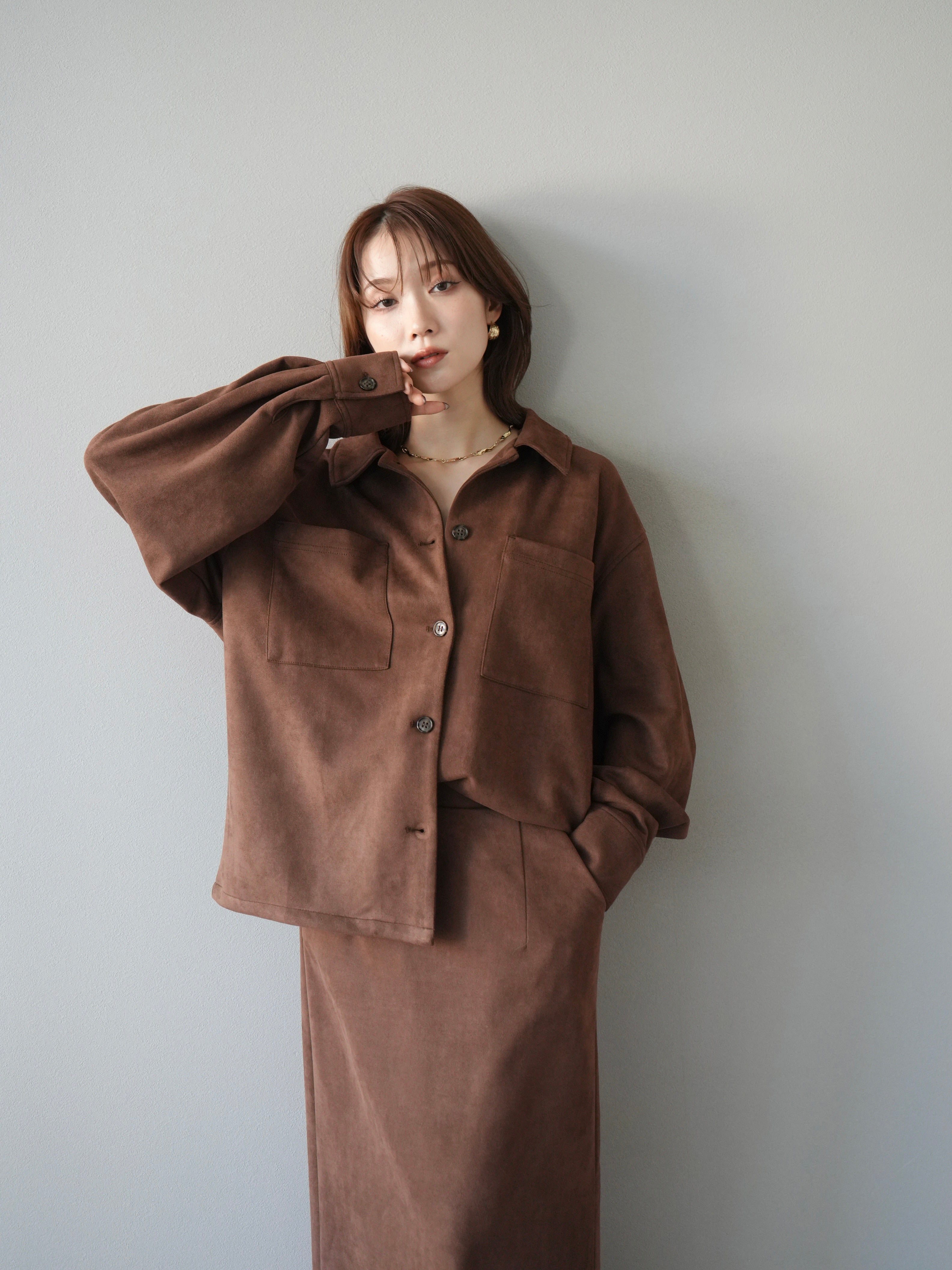 予約]スエードシャツジャケット/ブラウン – Lumier
