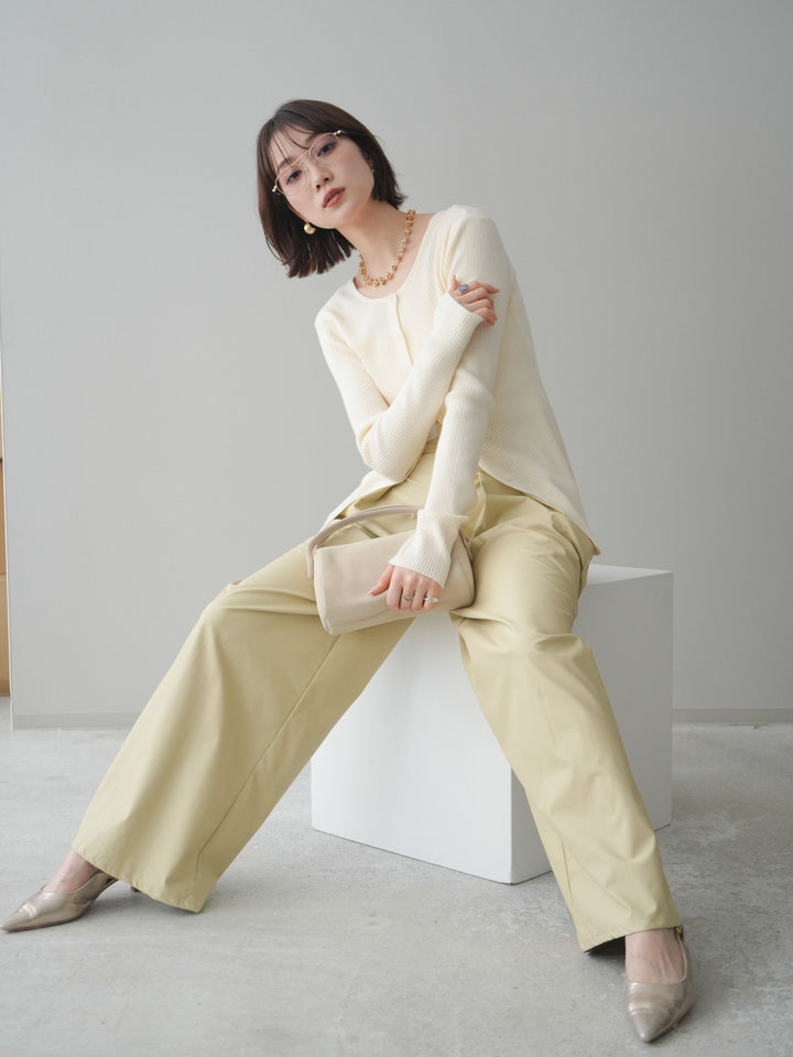 [予約]前後2WAYリブ編みクルーネックカーディガン/ivory