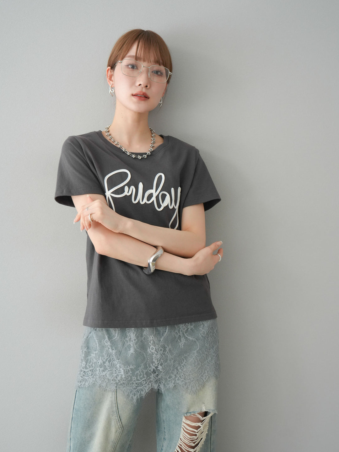 [予約]コードロゴTシャツ/チャコール