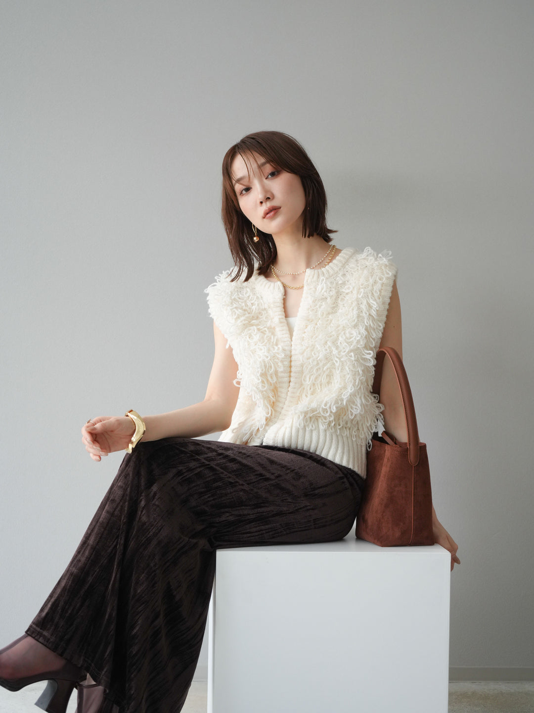 [予約]ループデザインホックベスト /アイボリー