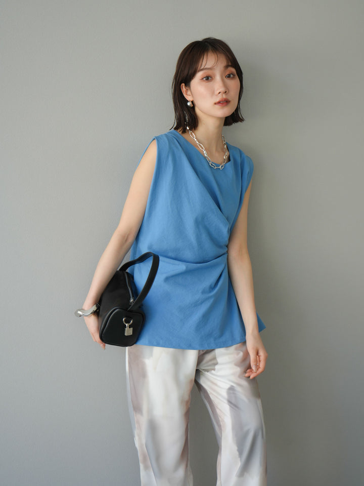 [予約]サイドツイストフレンチトップス/ブルー