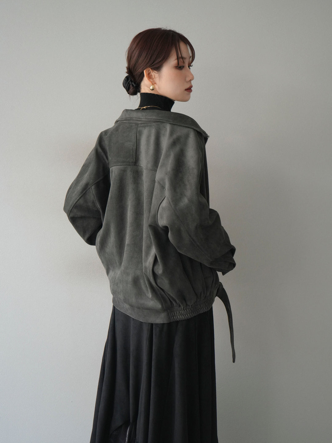 [予約]スエードライダースミドルジャケット/black