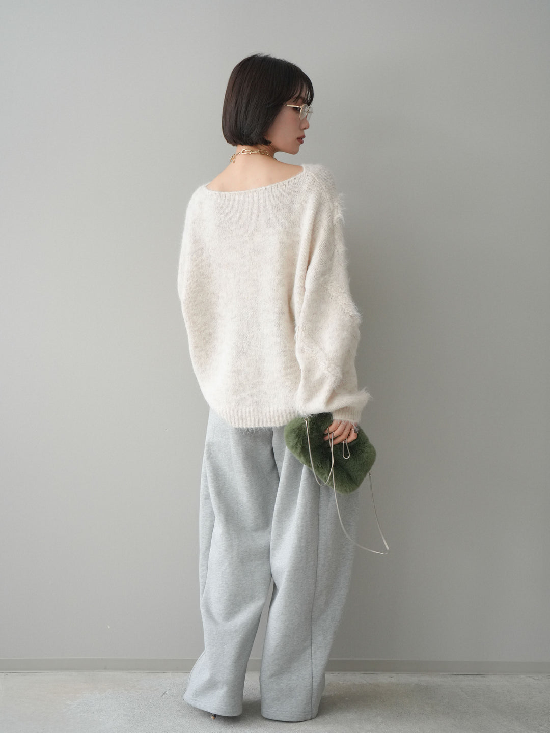 [予約]裾ZIPスエットワイドパンツ/gray