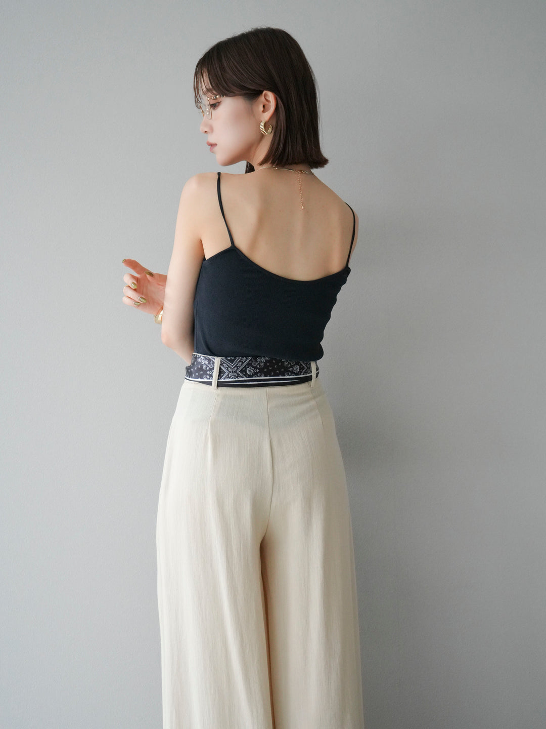 [予約]レーヨンニットキャミソール/チャコール