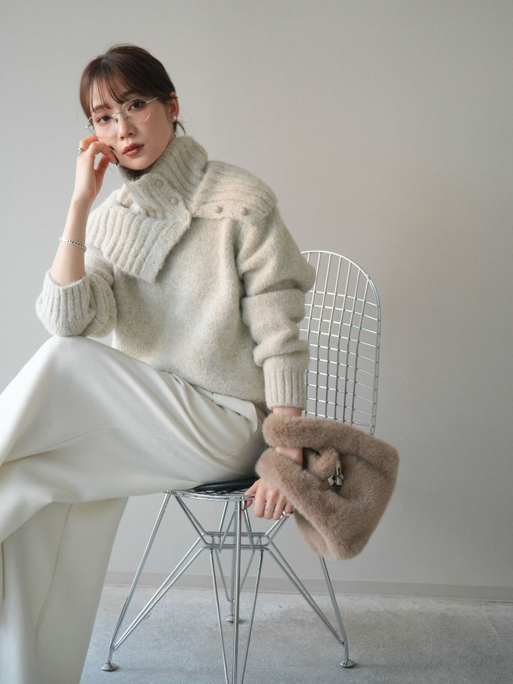 [予約]ネック付MIXニットアンサンブル/apricot