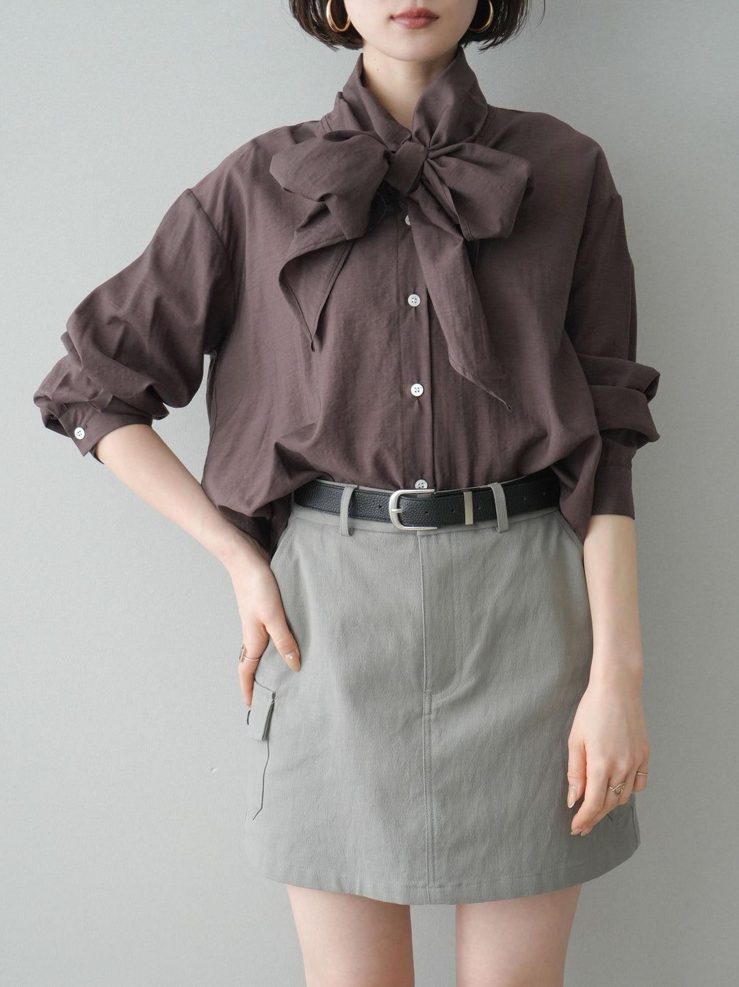 [予約]シアーボウタイブラウス/brown