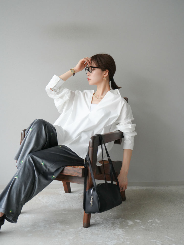 [予約]ブロードディープスキッパーブラウス/ホワイト