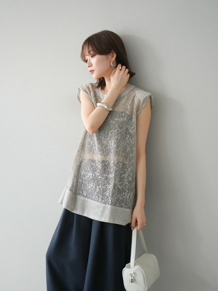 [予約]シャイニーレースプルオーバー/グレー