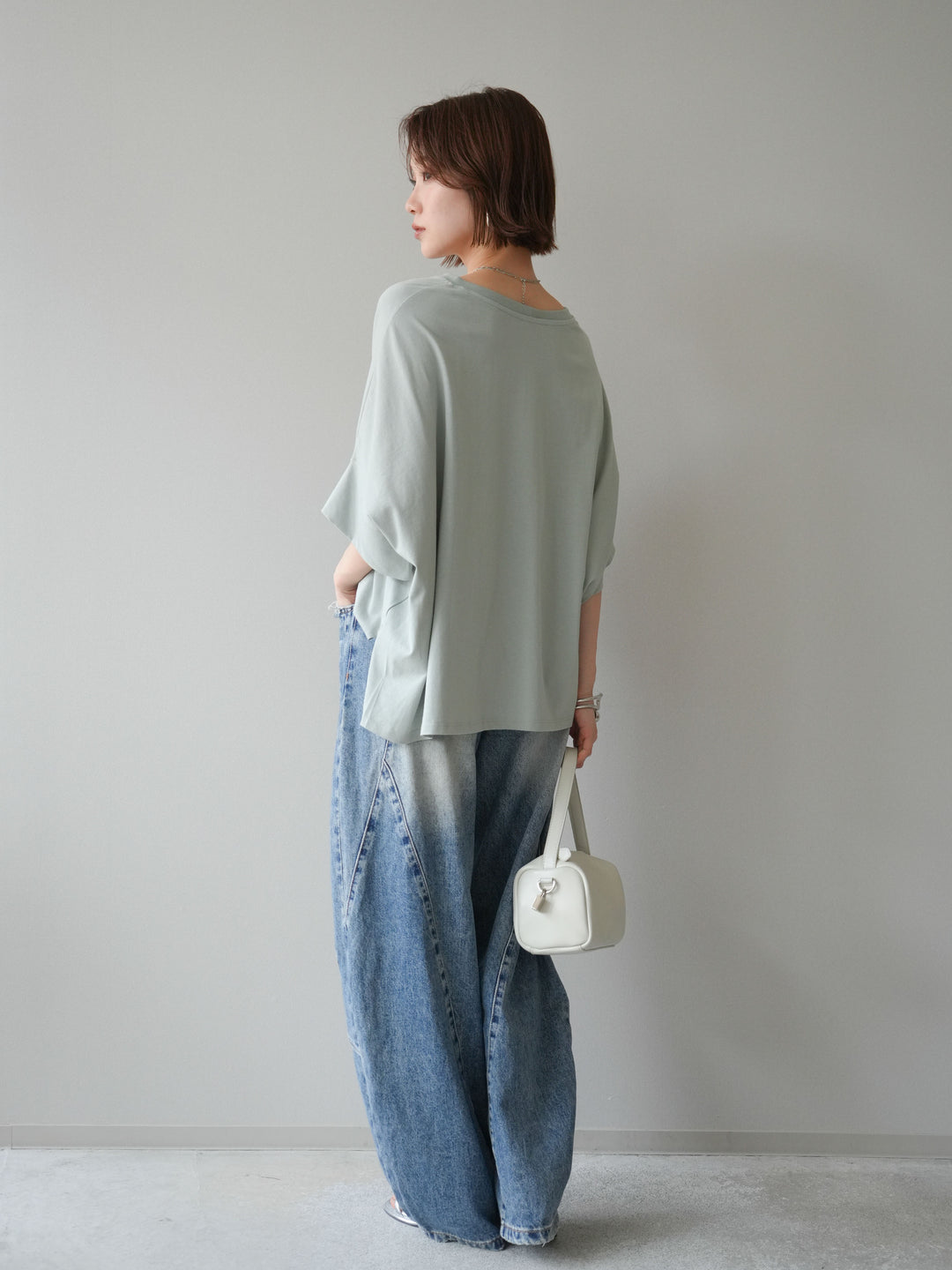 [SET]ドルマンワイドフレアトップス+ダメージカーブワイドデニムパンツ(2set)