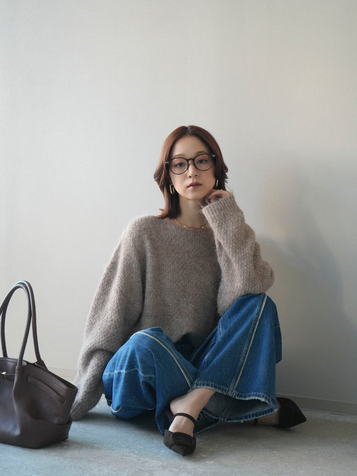 [SET]透かしデザインニットプルオーバー+透かしデザインニットプルオーバー(2set)