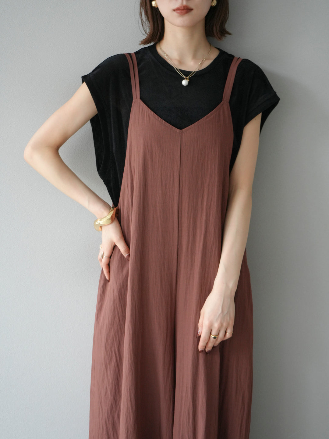 [予約]シアーフロッキーベロアルーズノースリーブTシャツ/ブラック