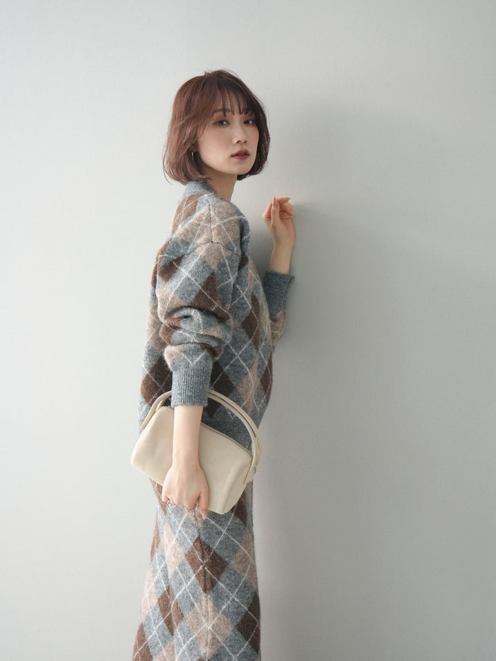 [SET]アーガイルニットプルオーバー&ロングスカートSET UP(2set)