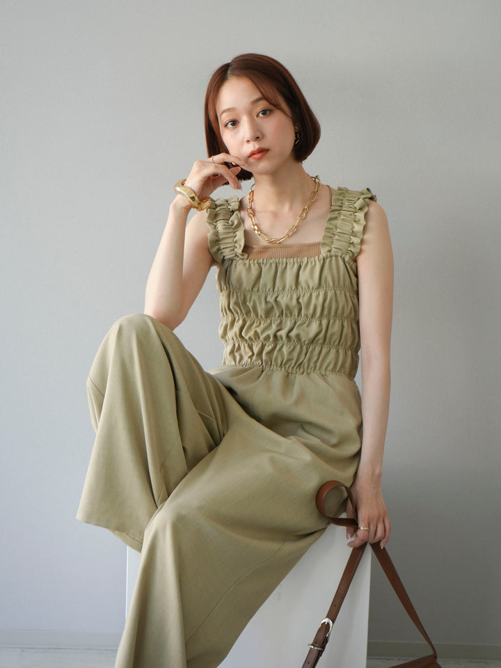 [予約]ヘザーエステルシャーリングサロペット/ベージュ