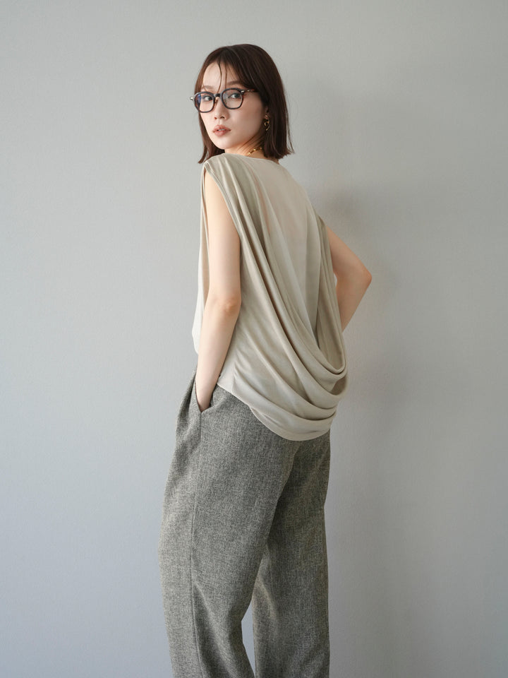 [預訂] 雙向透視層疊垂墜上衣/米色