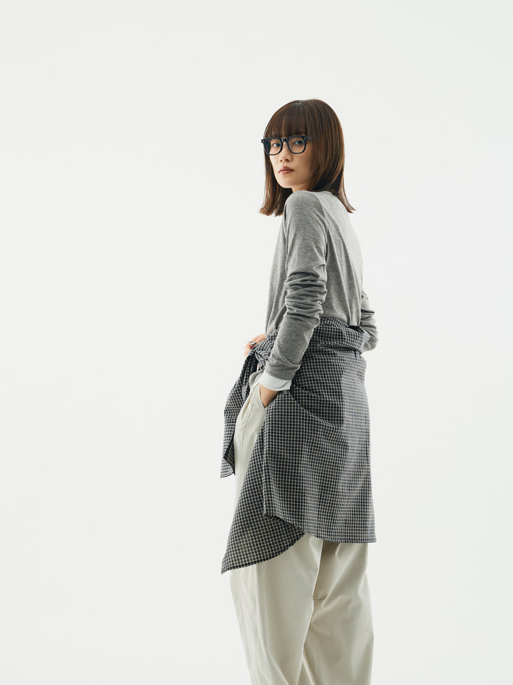 【Allure】[SET]配色レイヤードヘンリーネックトップス+タフタワイドカーブパンツ(2set)