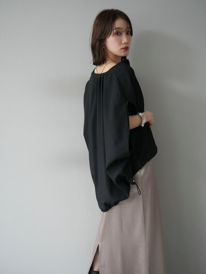 [予約]スリーブレスドロストZIPブルゾン/ブラック