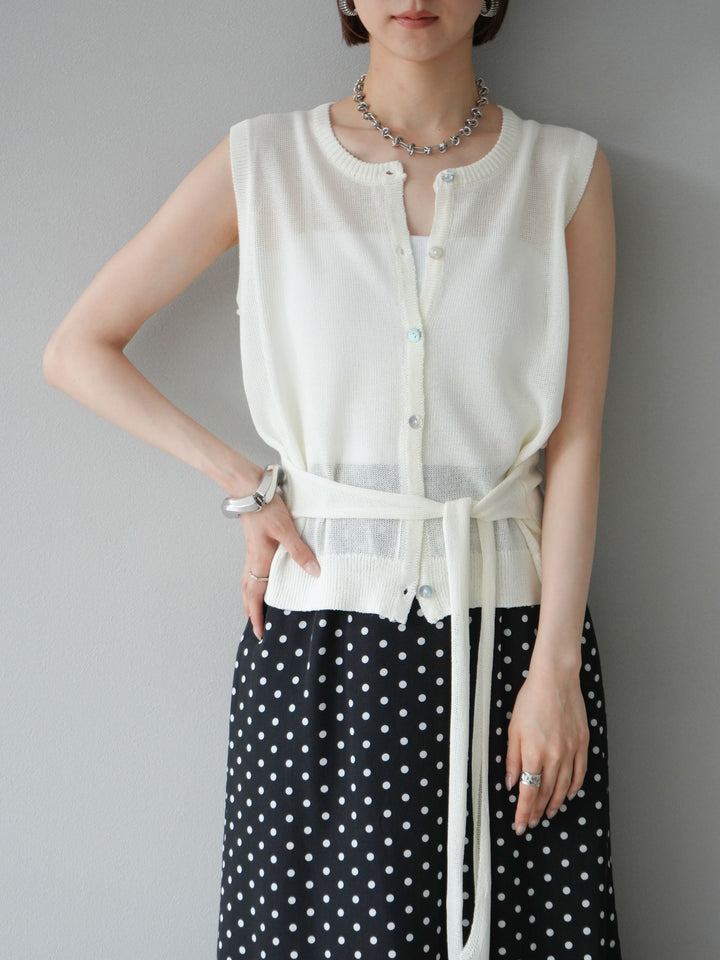 [予約]ウエストベルトニットベスト/アイボリー