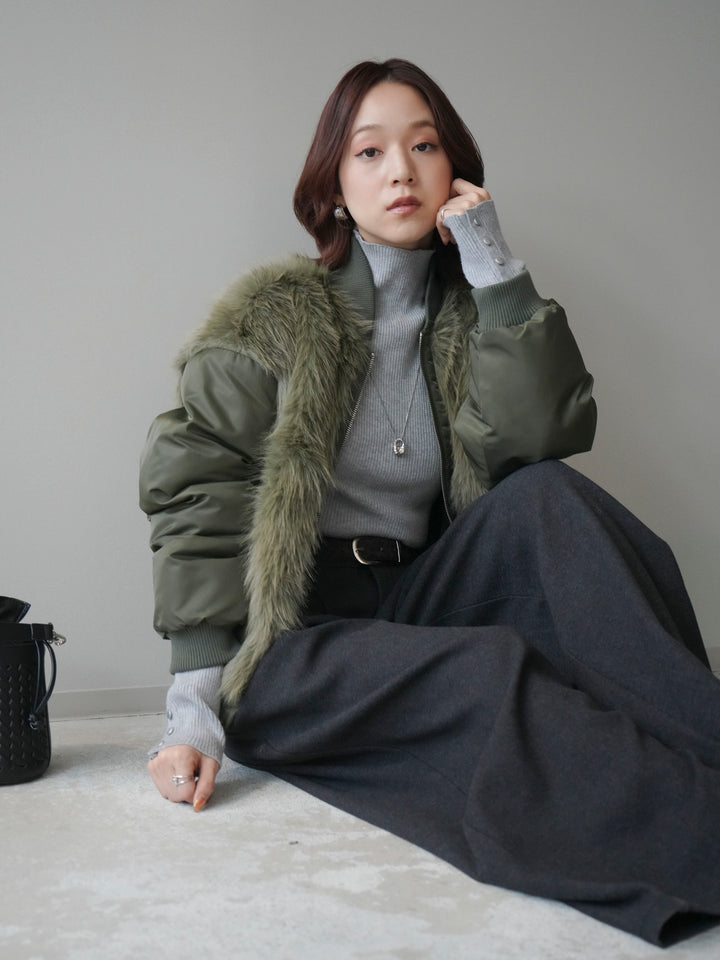 [預訂] 人造毛組合 MA-1/卡其色