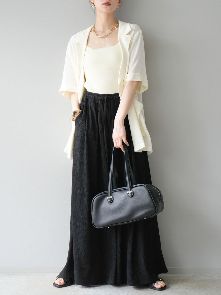 [予約]楊柳バギーパンツ/ブラック