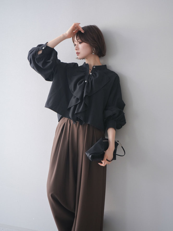 [SET]ラッフルフレアショートブラウス+ラッフルフレアショートブラウス(2set)