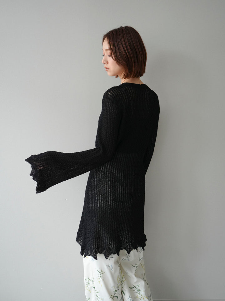 [予約]ヘンリーネックニットチュニック/black
