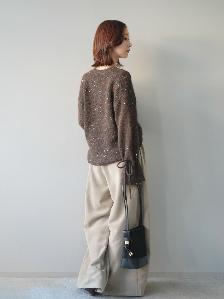 [予約]ベルトデザインループコールテンワイドパンツ(ベルト付き)/beige