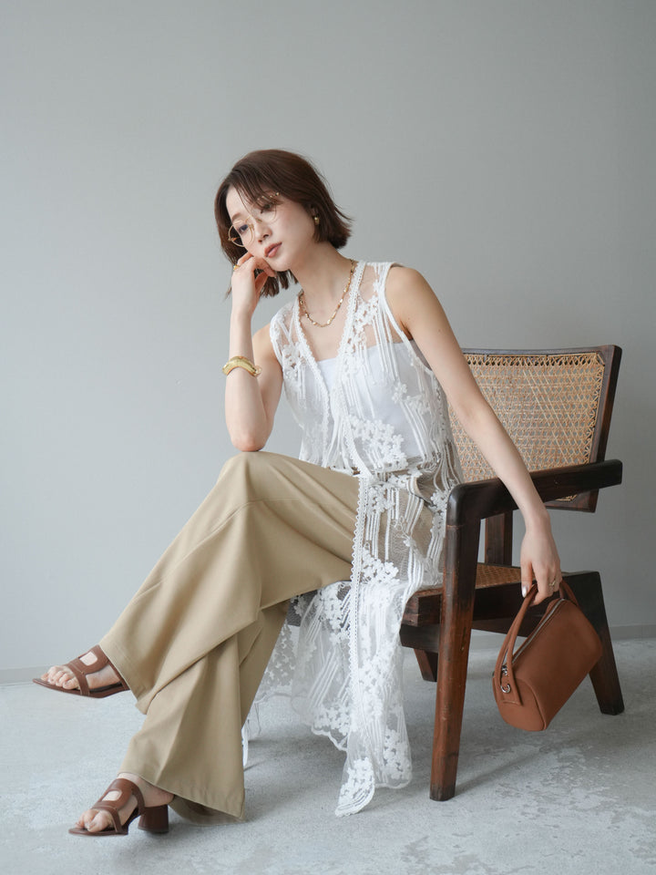 【預購】設計師蕾絲長裙配馬甲 / 白色