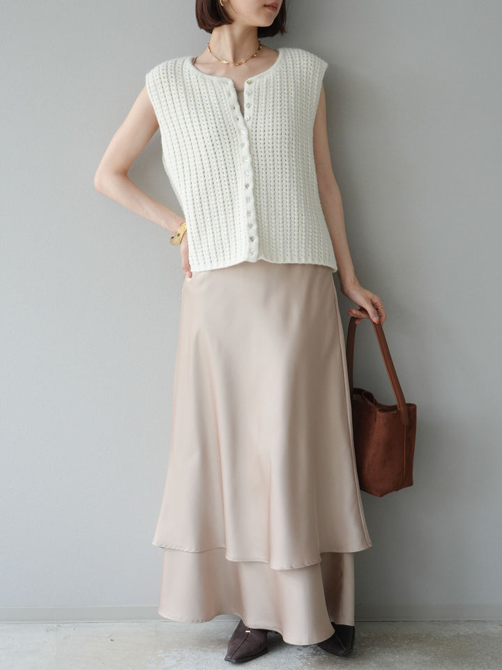 [予約]ランダムボタンニットベスト/アイボリー