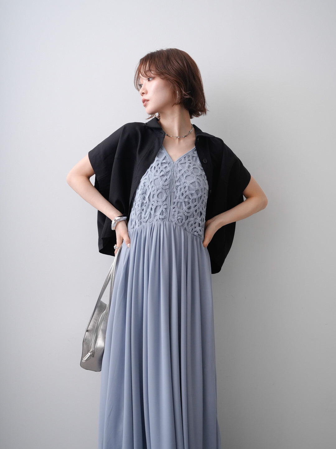 [SET]クロシェシフォンキャミワンピース+クロシェシフォンキャミワンピース(2set)