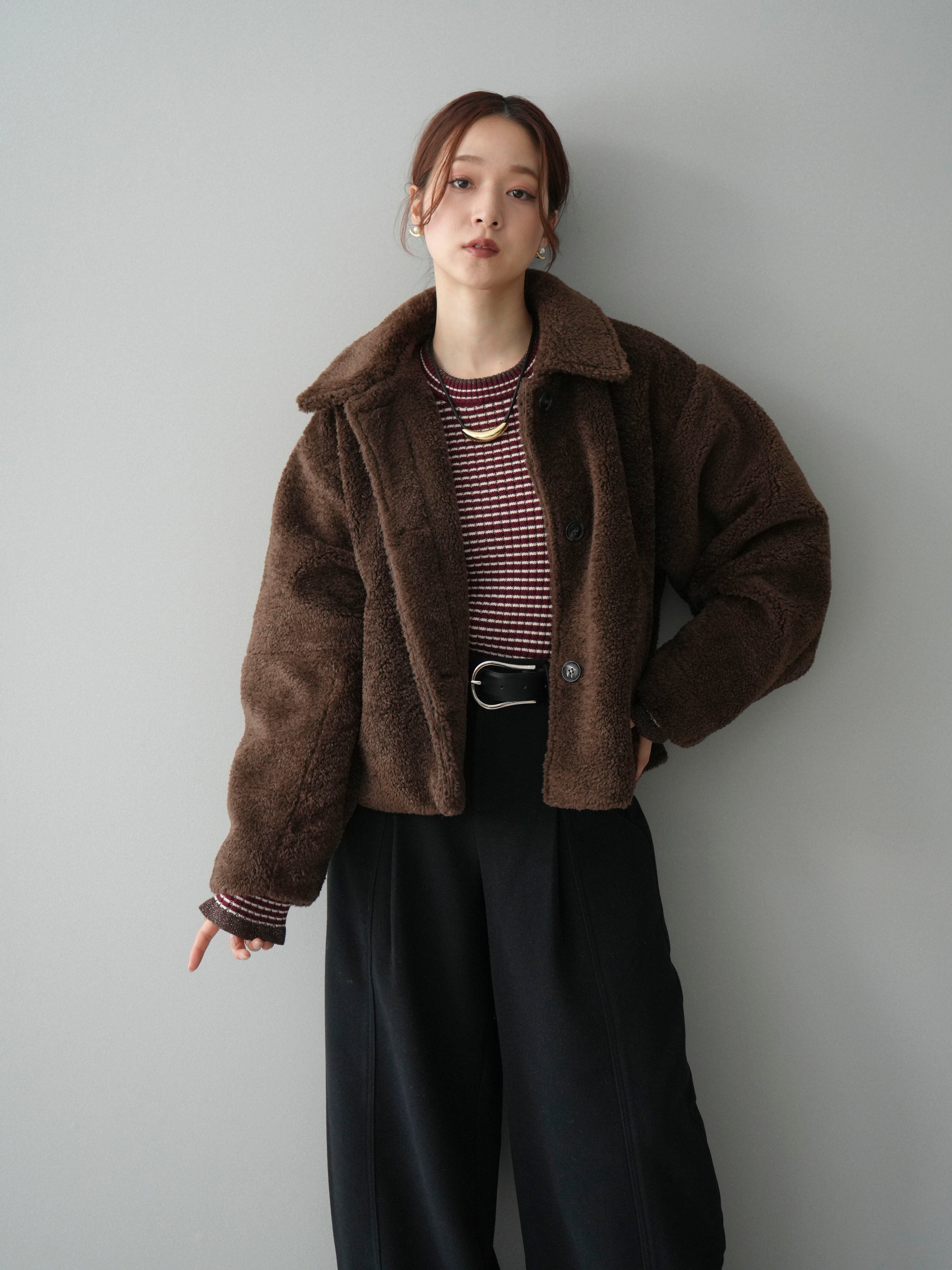 予約]エコファーステンカラージャケット/brown – Lumier