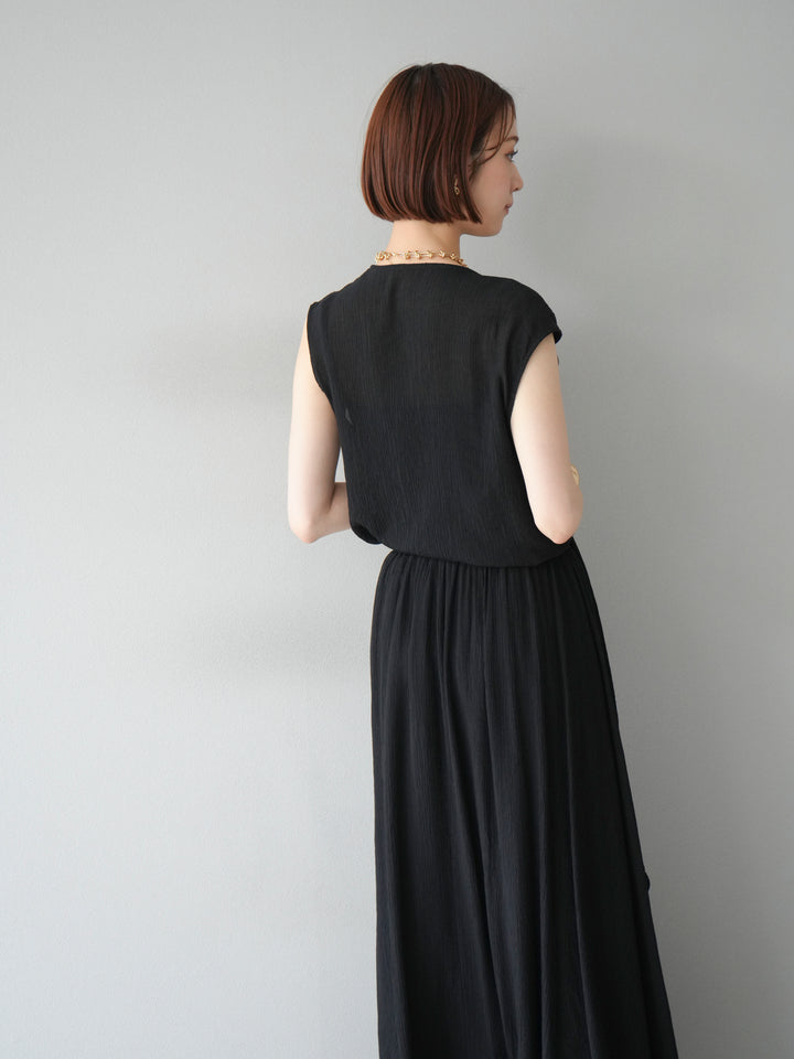 [SET]ビーズモチーフ楊柳ブラウス＆フレアスカートSET UP(2set)