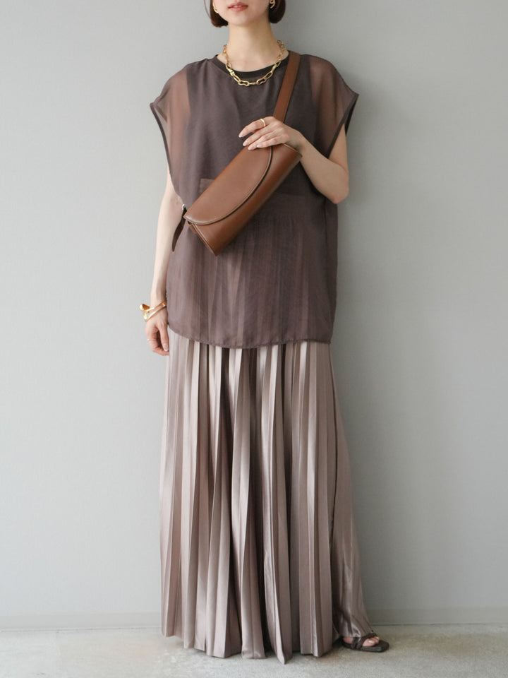 [予約]シアーレイヤードトップス/ダークブラウン