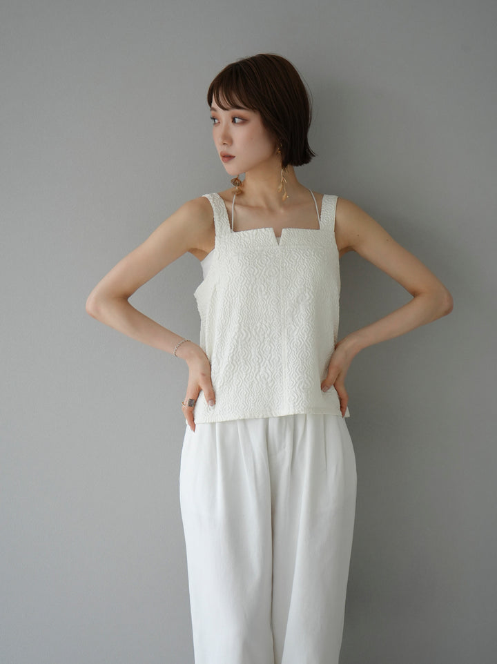 [Pre-order] Puffy Jacquard Bustier Cami Top/Ivory