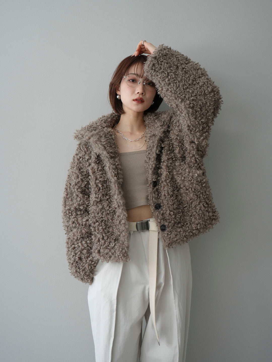 [SET]プードルファーミドルスタンドブルゾン+コットンツイルカーブパンツ(2set)