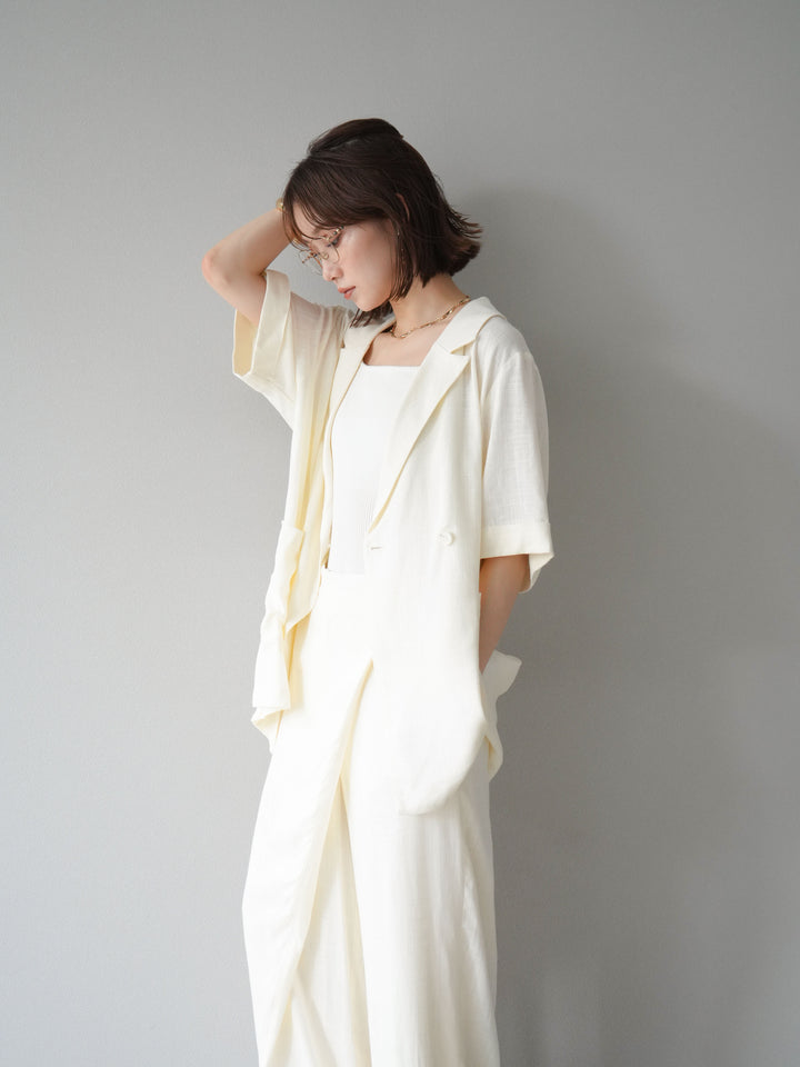 [予約]ライトリネンハーフスリーブジャケット/オフ