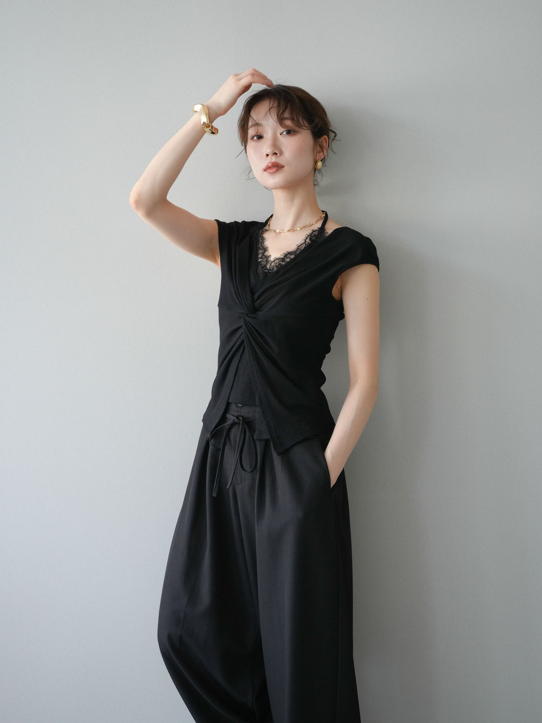 【套裝】前扭紋羅紋上衣 + 前扭紋羅紋上衣（兩件組）