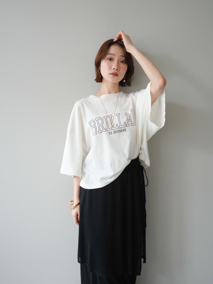 [SET]ボックスシルエットロゴTEE+レイヤードラップニットスカート(2set)