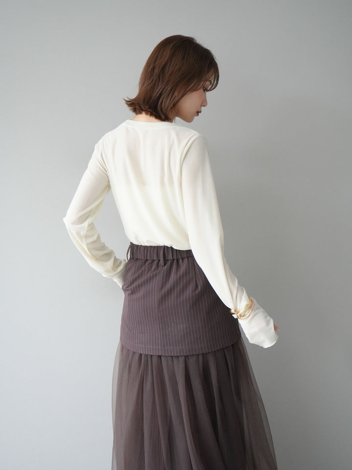 [予約]シアーベロアフィンガーホールトップス/アイボリー