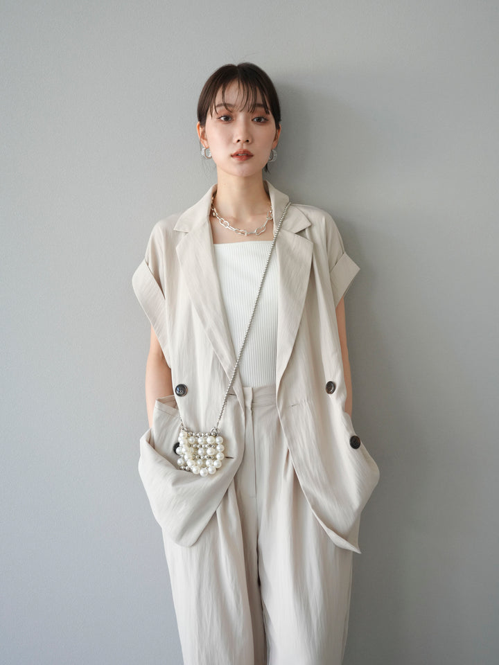 [SET]リネンライクノースリーブダブルジレ+リネンライクノースリーブダブルジレ(2set)