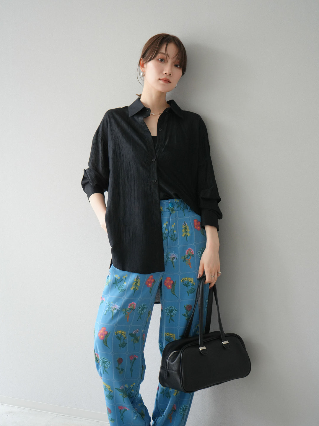 [予約]ワッシャーシャイニーシャツ/ブラック