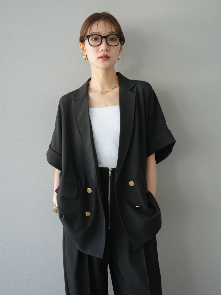 [預購] 金色紐扣半身夾克/黑色