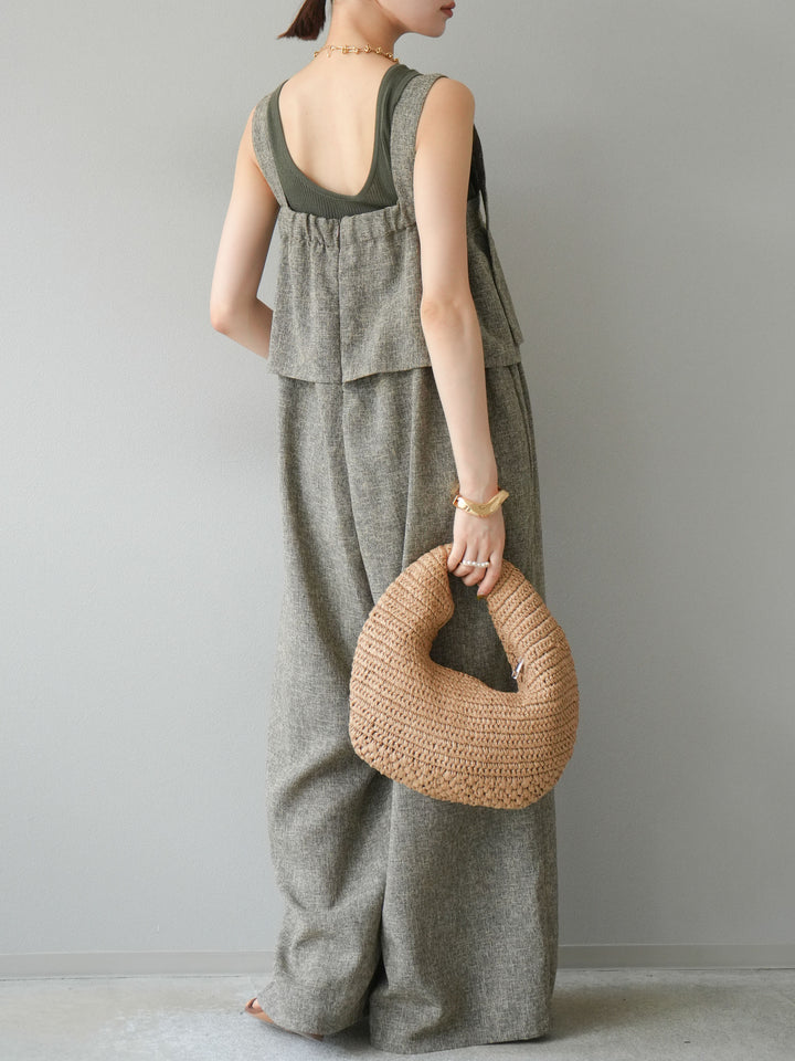 [予約]サマーツイードケープサロペット/ブラウン