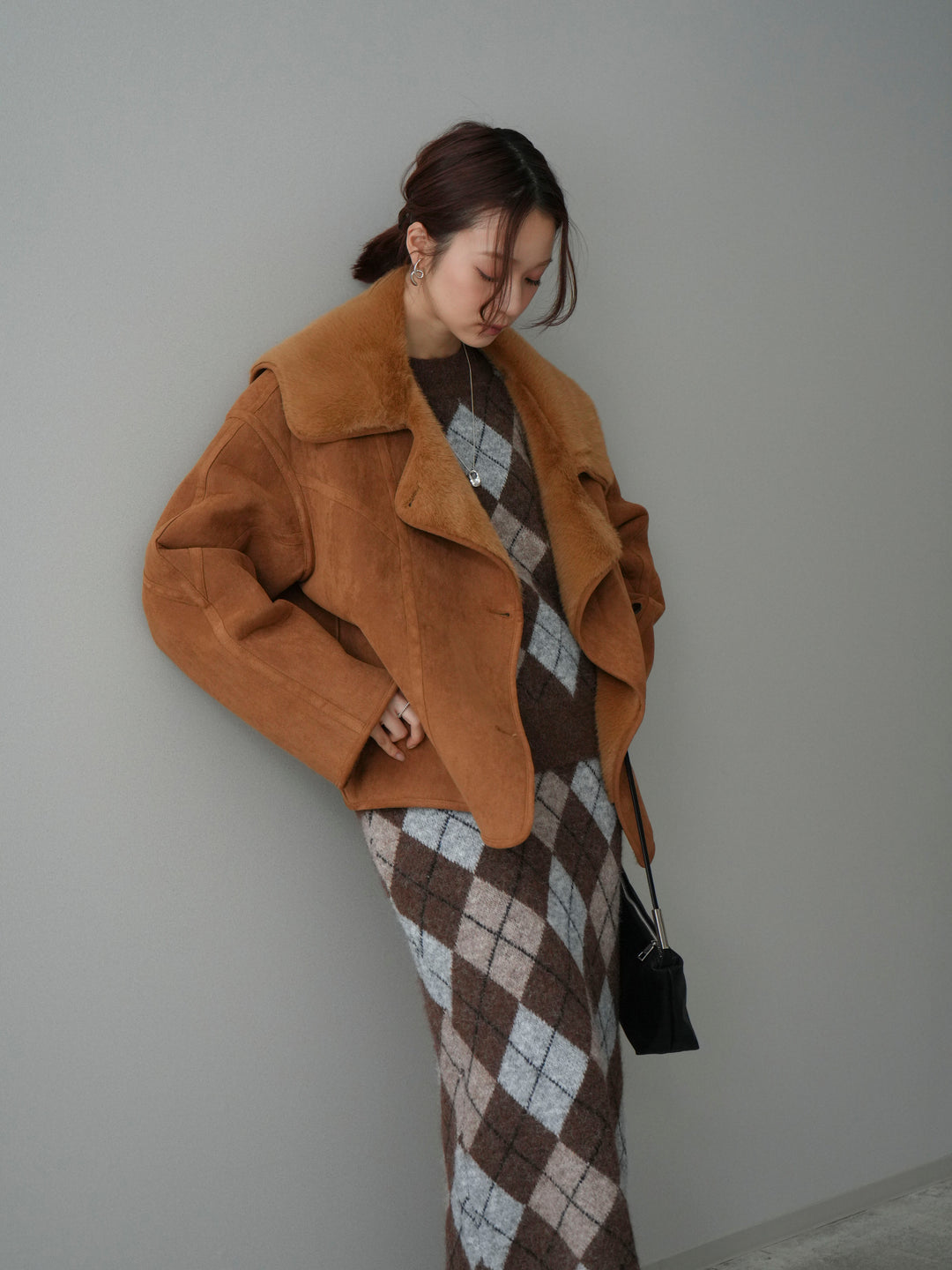 [SET]アーガイルニットプルオーバー&ロングスカートSET UP(2set)