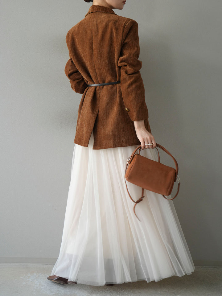 [SET]ベロアダブルジャケット+チュールボリュームスカート(2set)