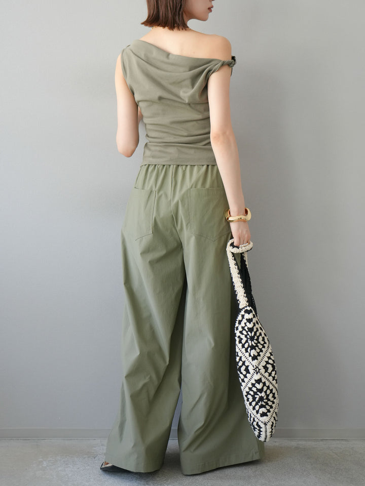 [SET]タックデザイントップス＆ビーズベルト付きパンツSET UP(2set)