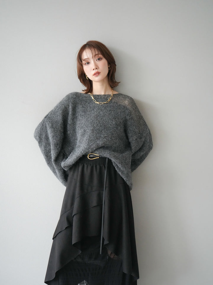 [SET]ネック透かし編みニットプルオーバー+選べるアクセセット(2set)