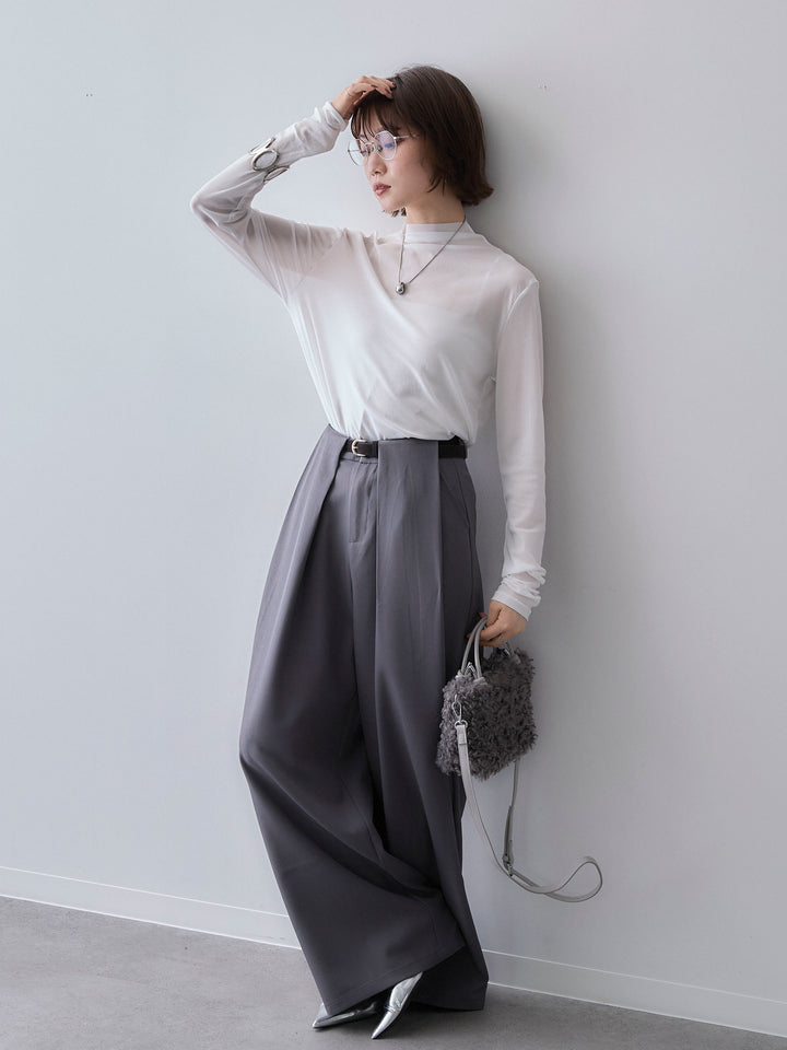 [予約]メッシュボトルネックトップス/offwhite