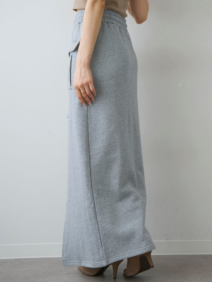 [予約]フロントZIPポケットデザインスウェットスカート/grey