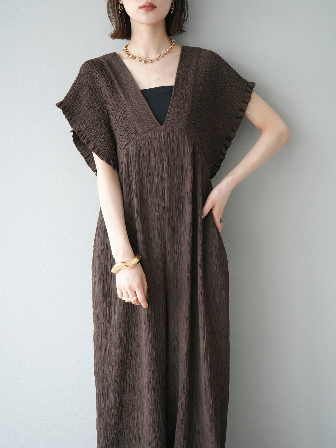 [SET]楊柳シャーリングサロペット+楊柳シャーリングサロペット(2set)